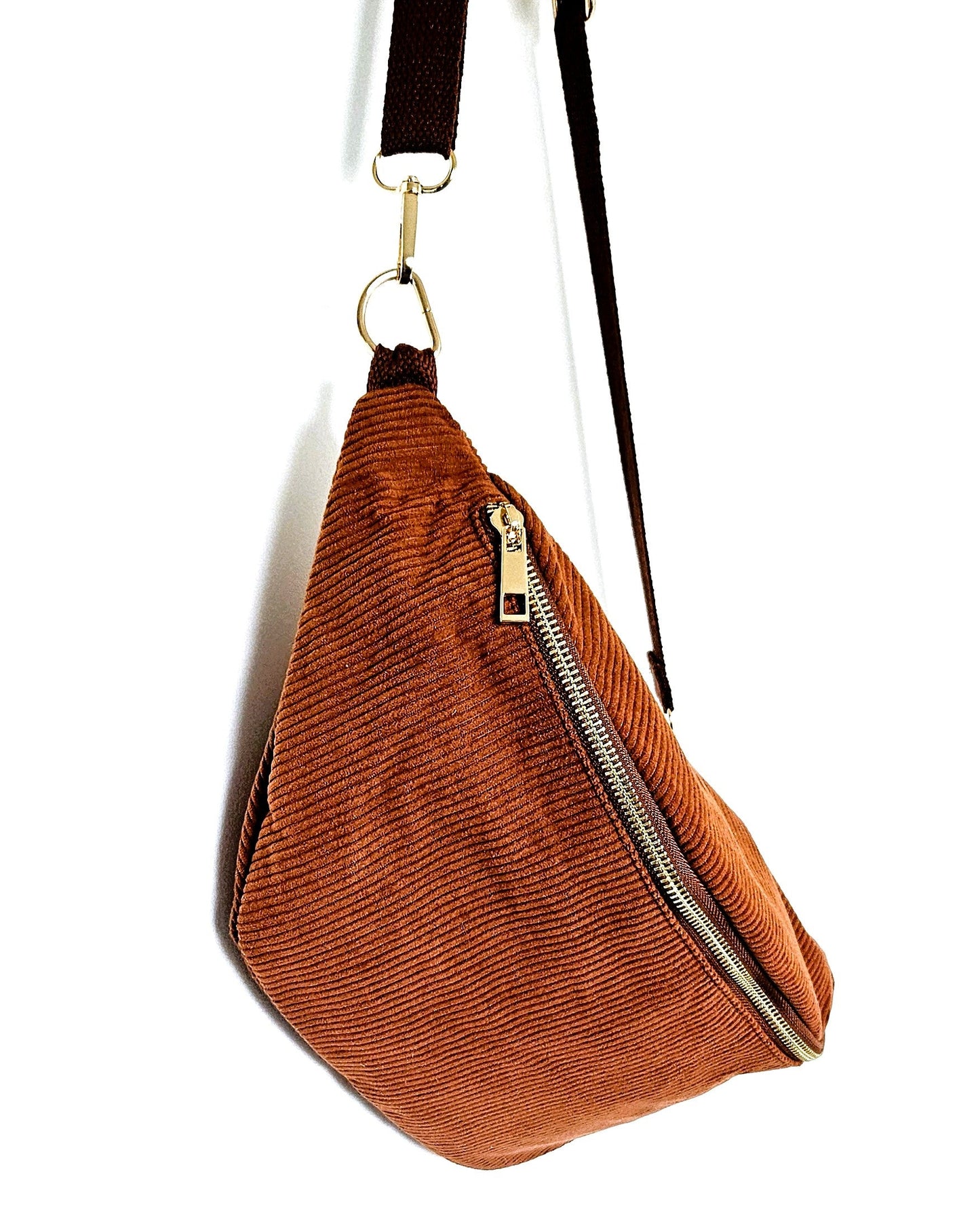 Banane Alizée en velours côtelé camel