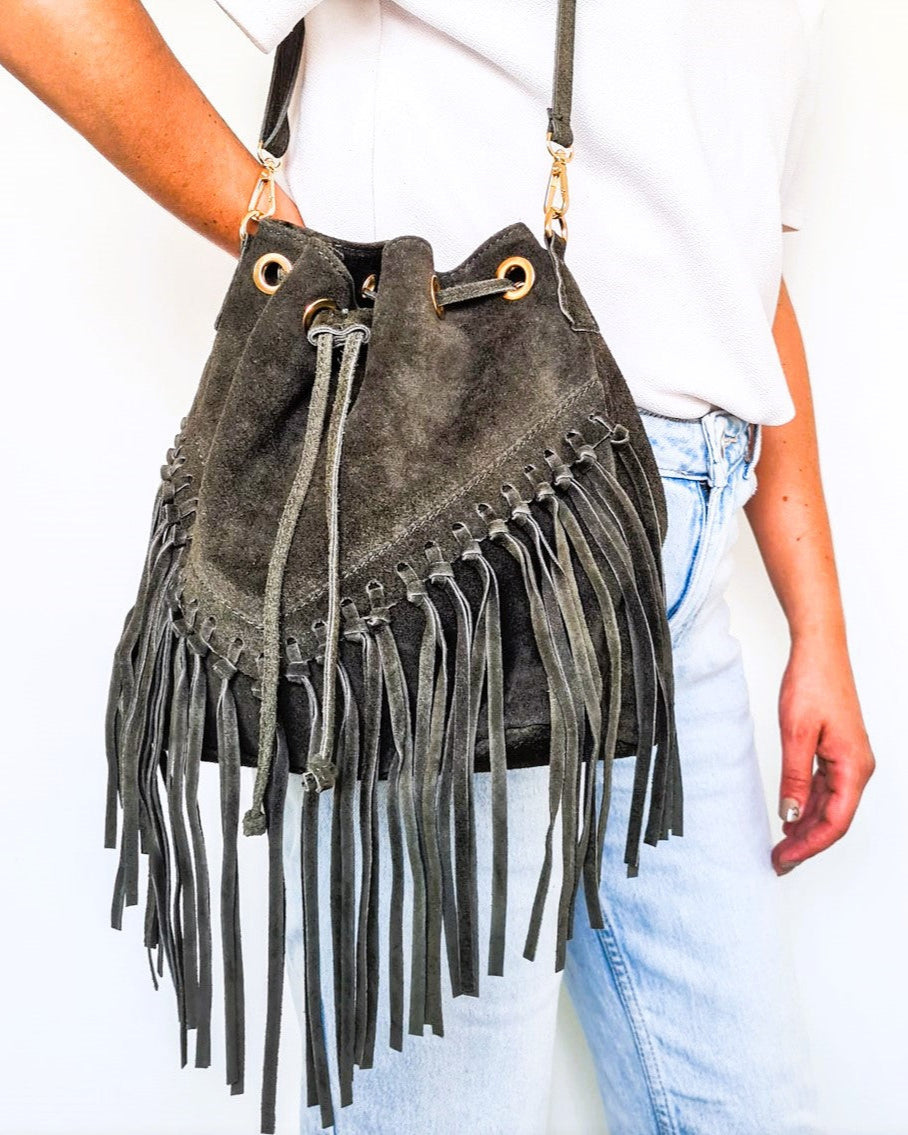 Sac Arizona kaki en cuir