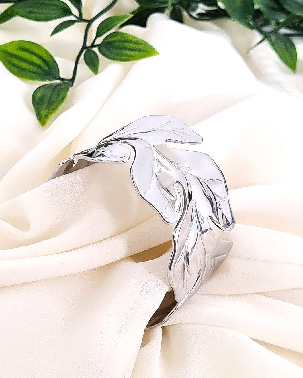 Manchette Leaf argent