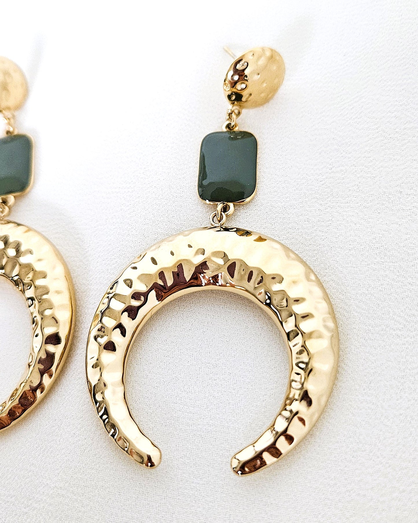 Boucles d'oreilles Lune vert