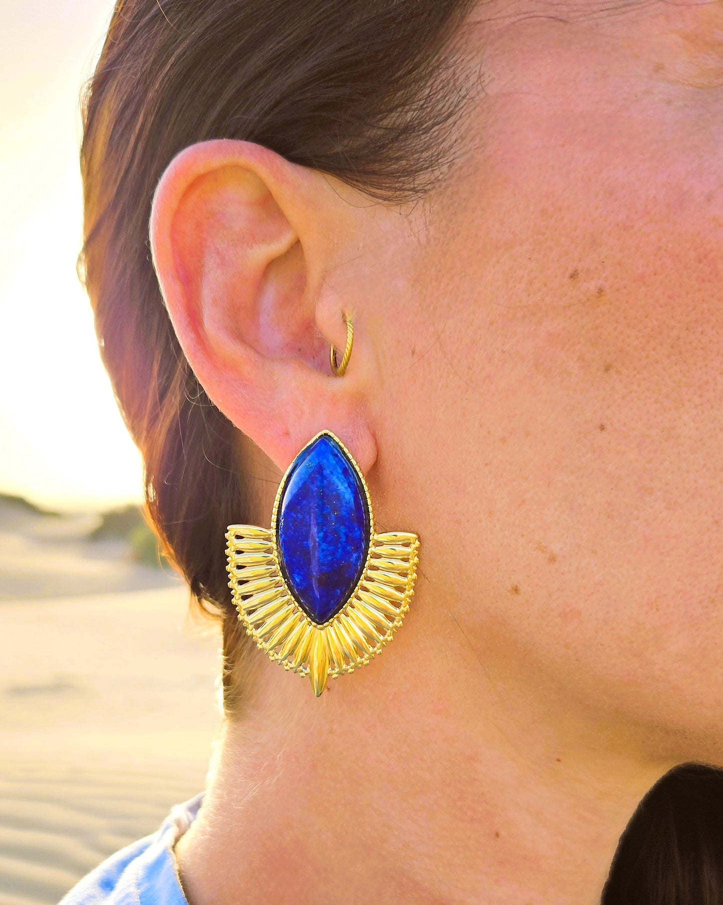 Boucles d'oreilles Nefertiti bleu