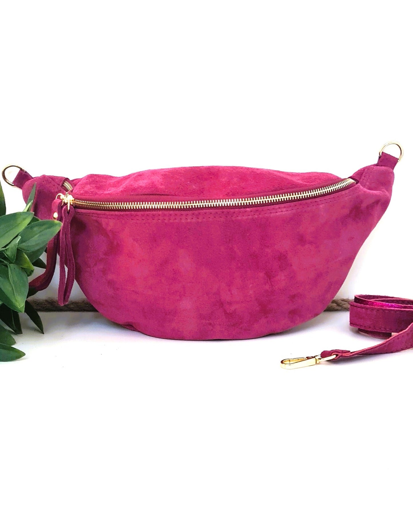 Sac banane Nina XXL en cuir rose