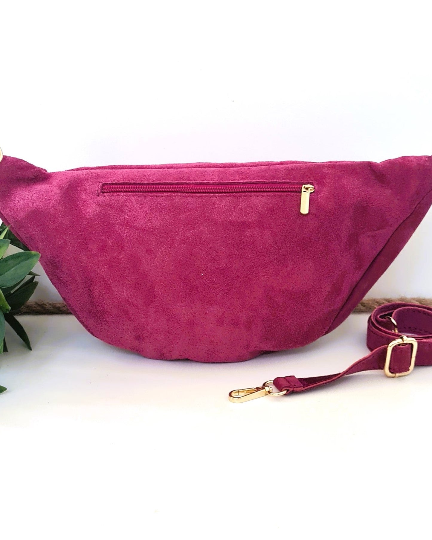 Sac banane Nina XXL en cuir rose