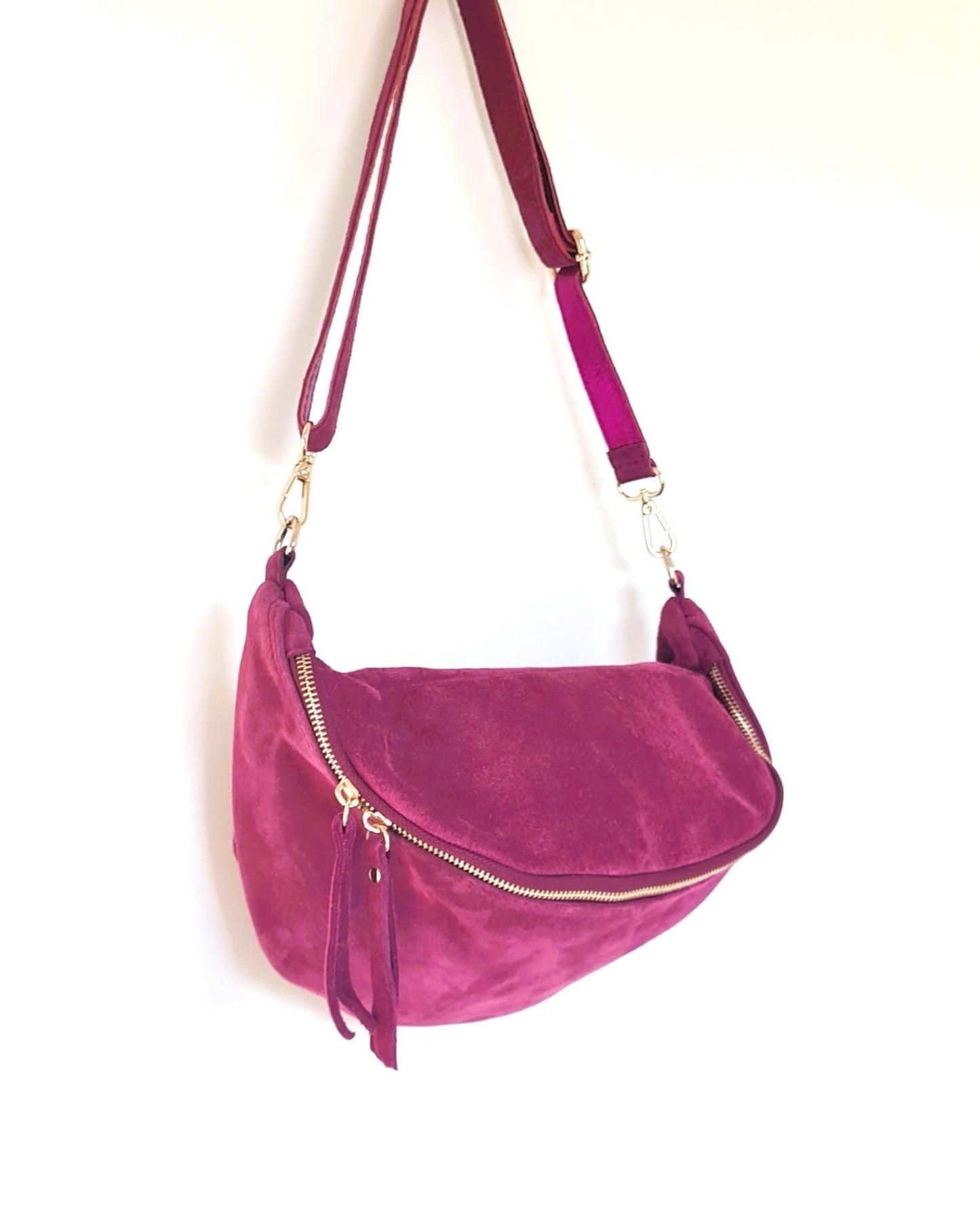 Sac banane Nina XXL en cuir rose