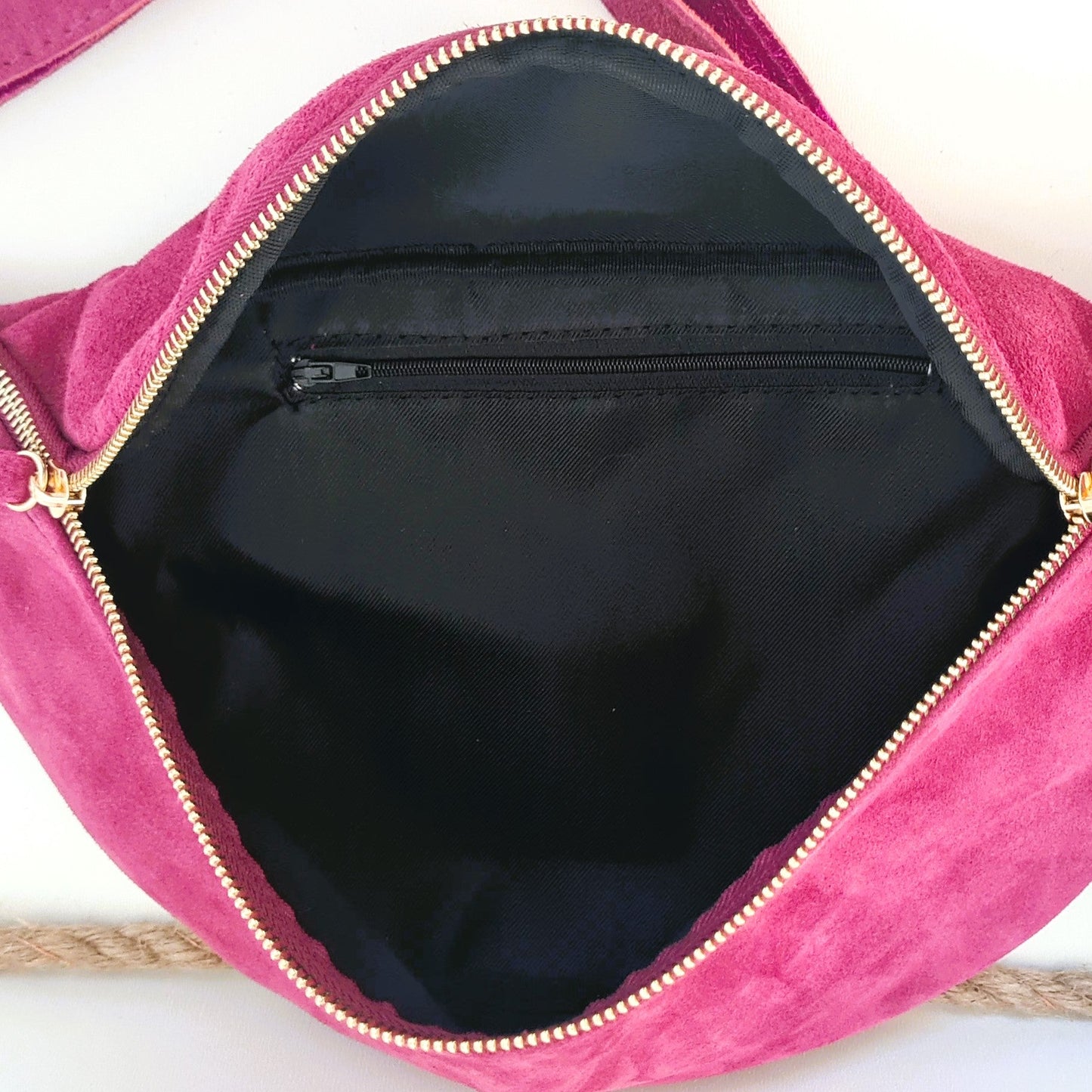 Sac banane Nina XXL en cuir rose