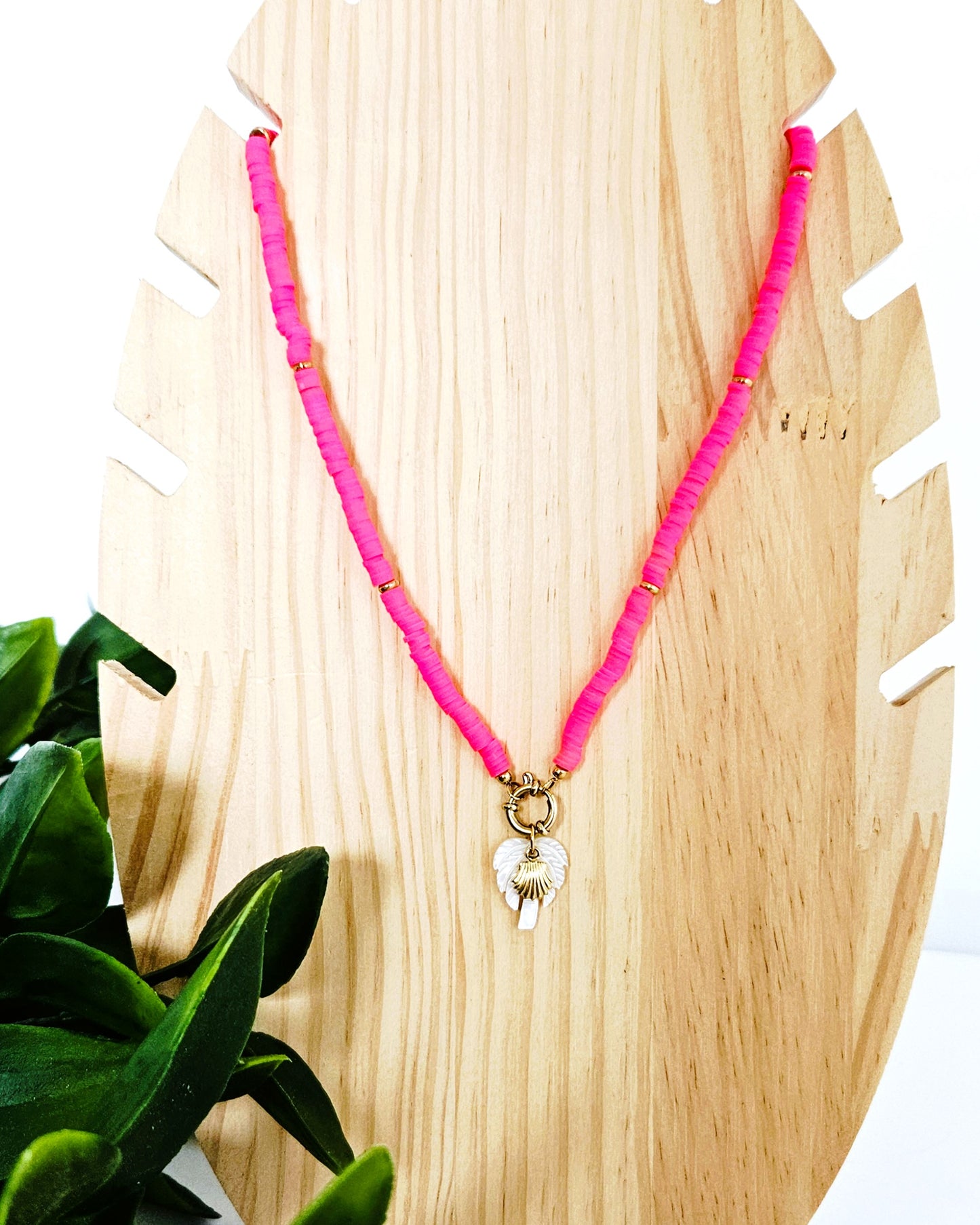 Collier Palmier rose