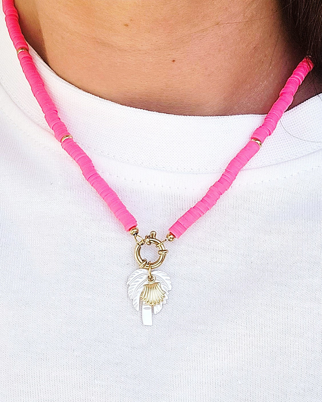 Collier Palmier rose