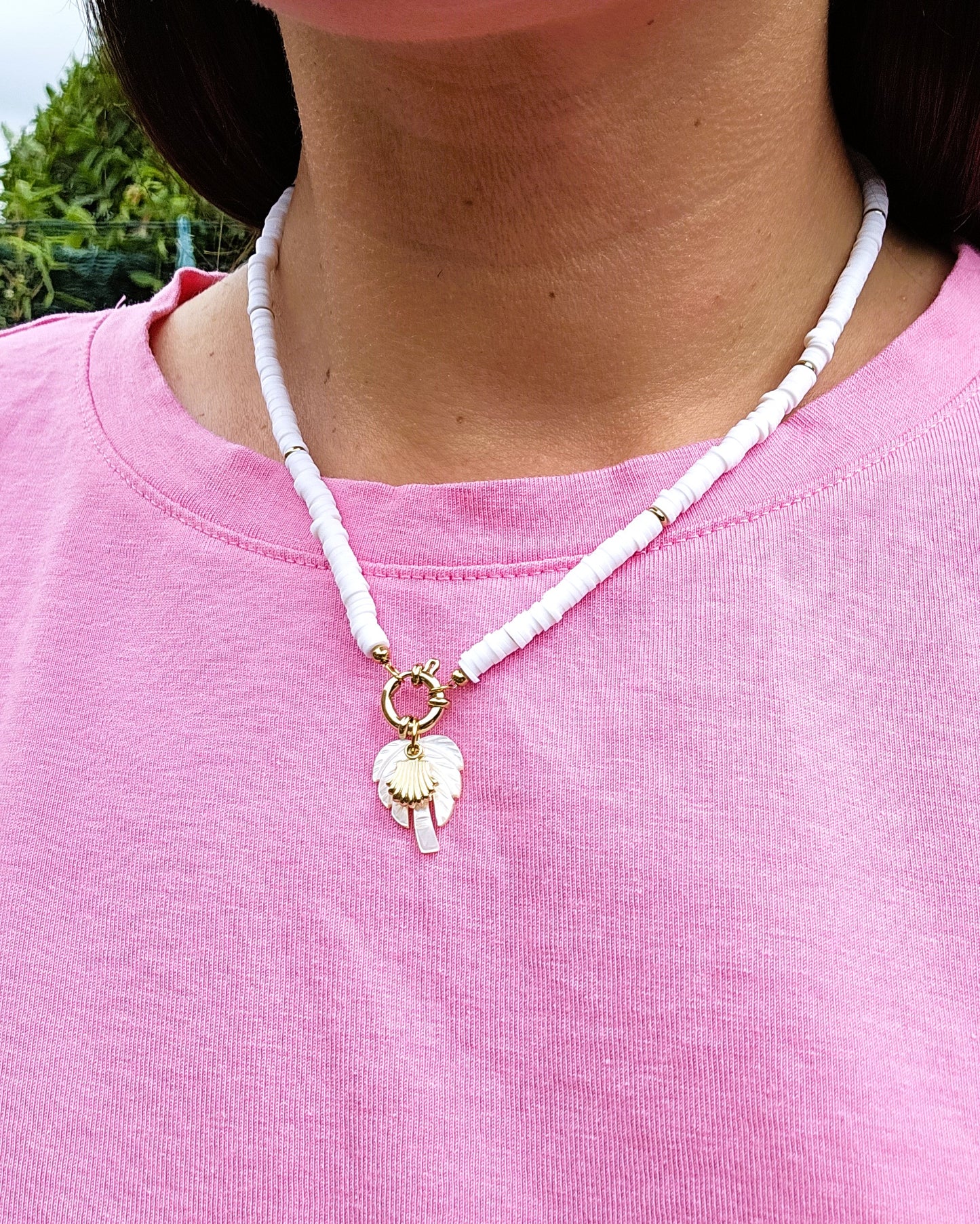 Collier Palmier blanc