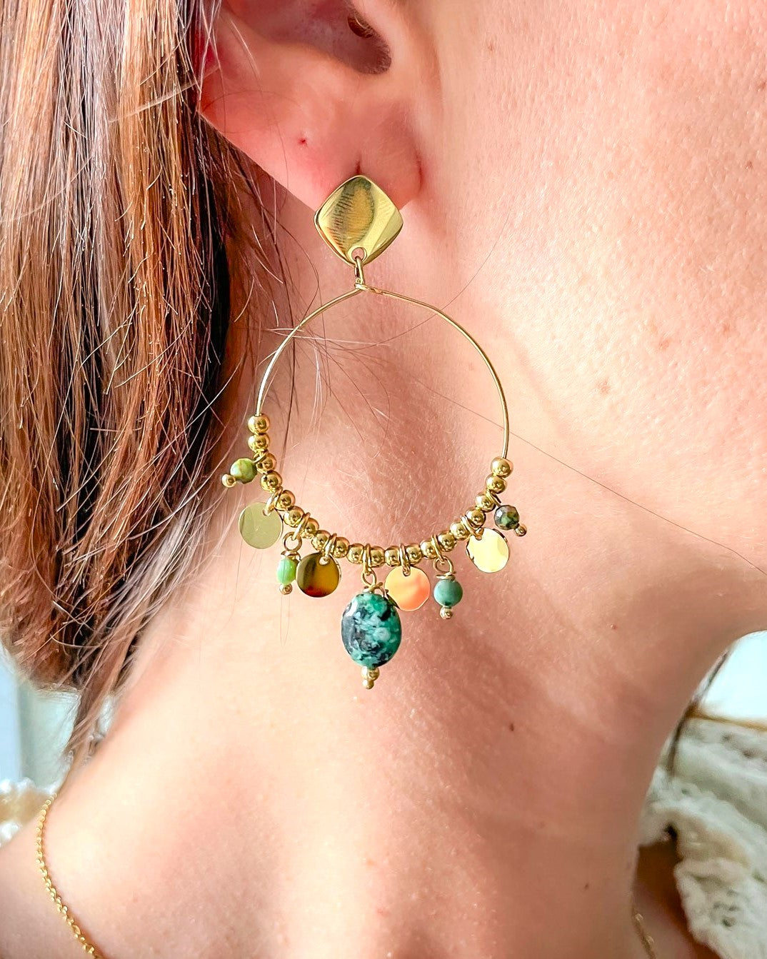 Boucles d'oreilles Pearl vert