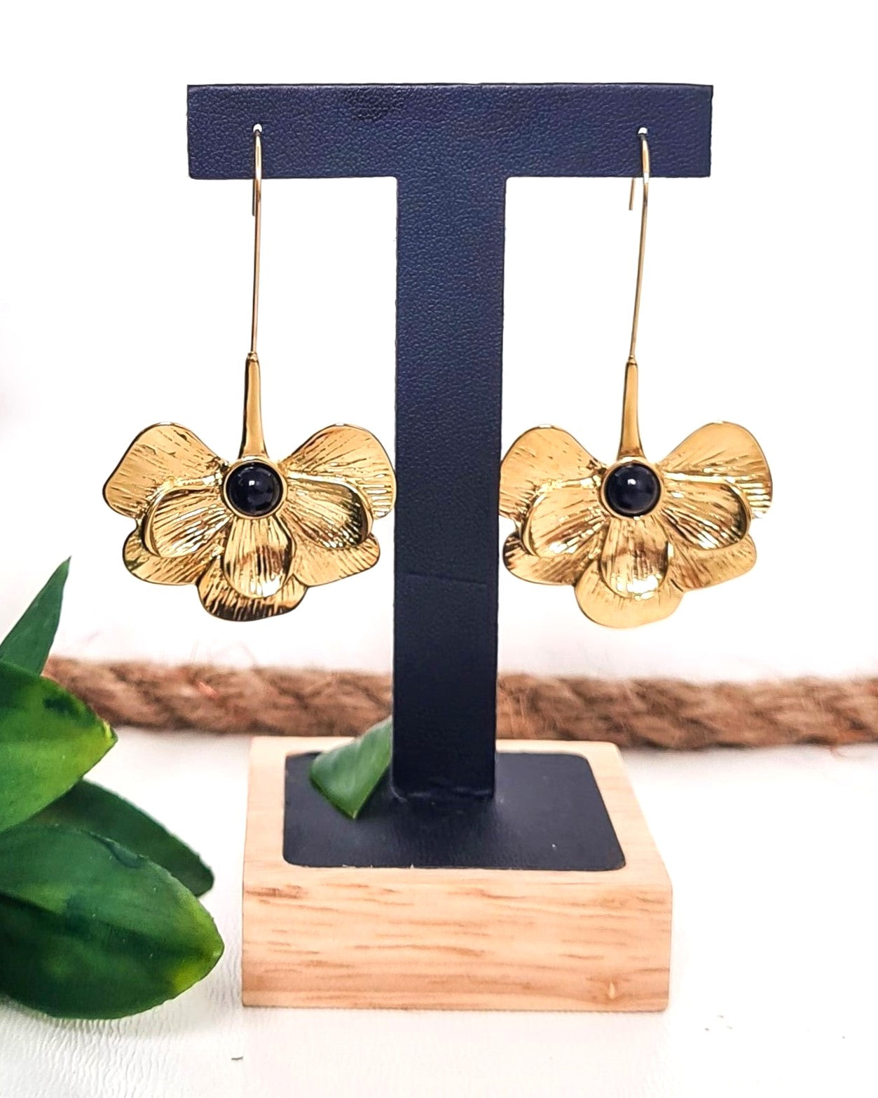 Boucles d'oreilles Pensée noir