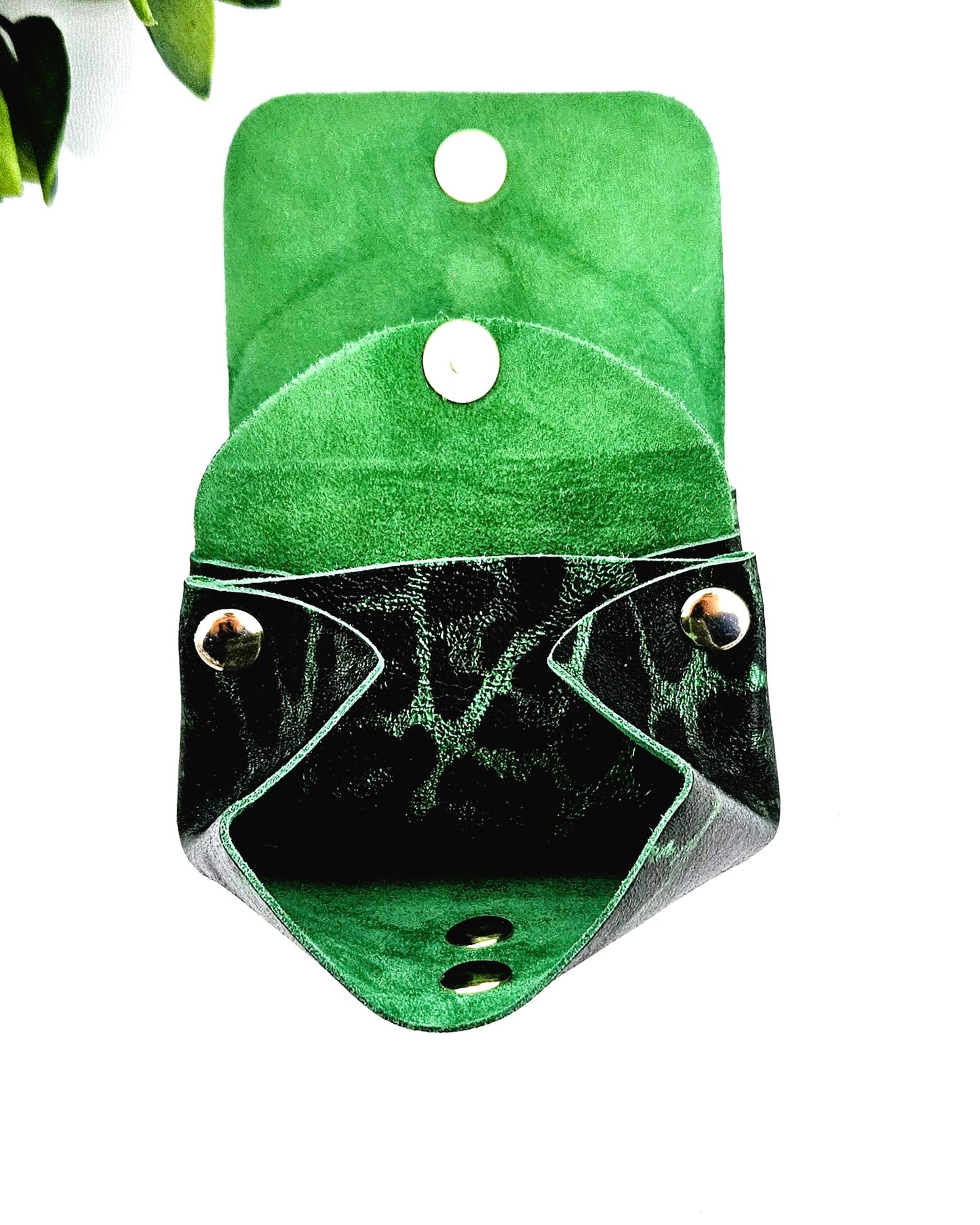 Porte-monnaie léopard vert