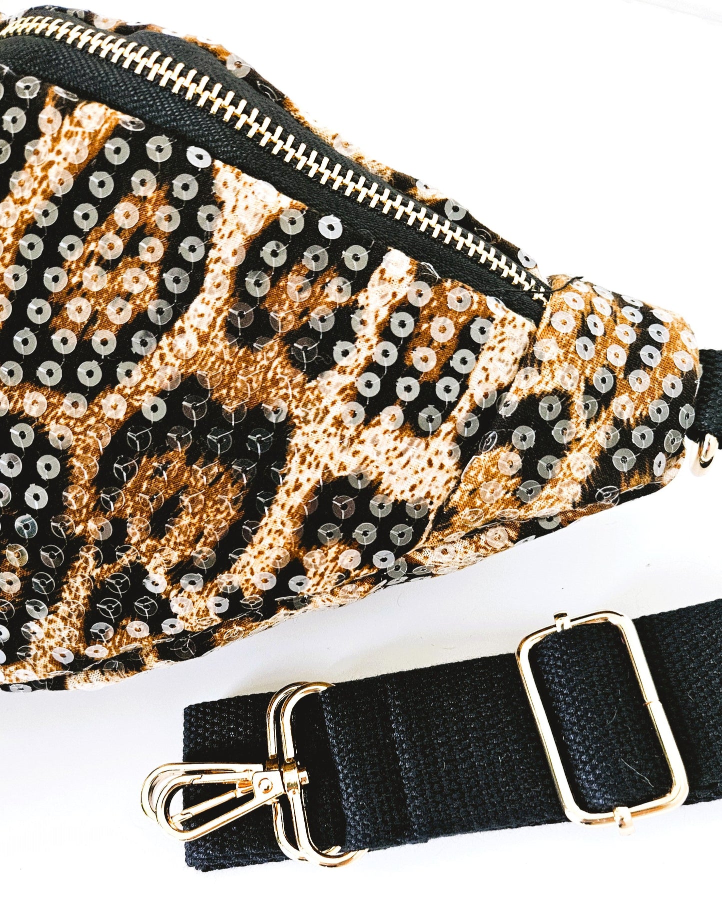 Sac banane sequins léopard
