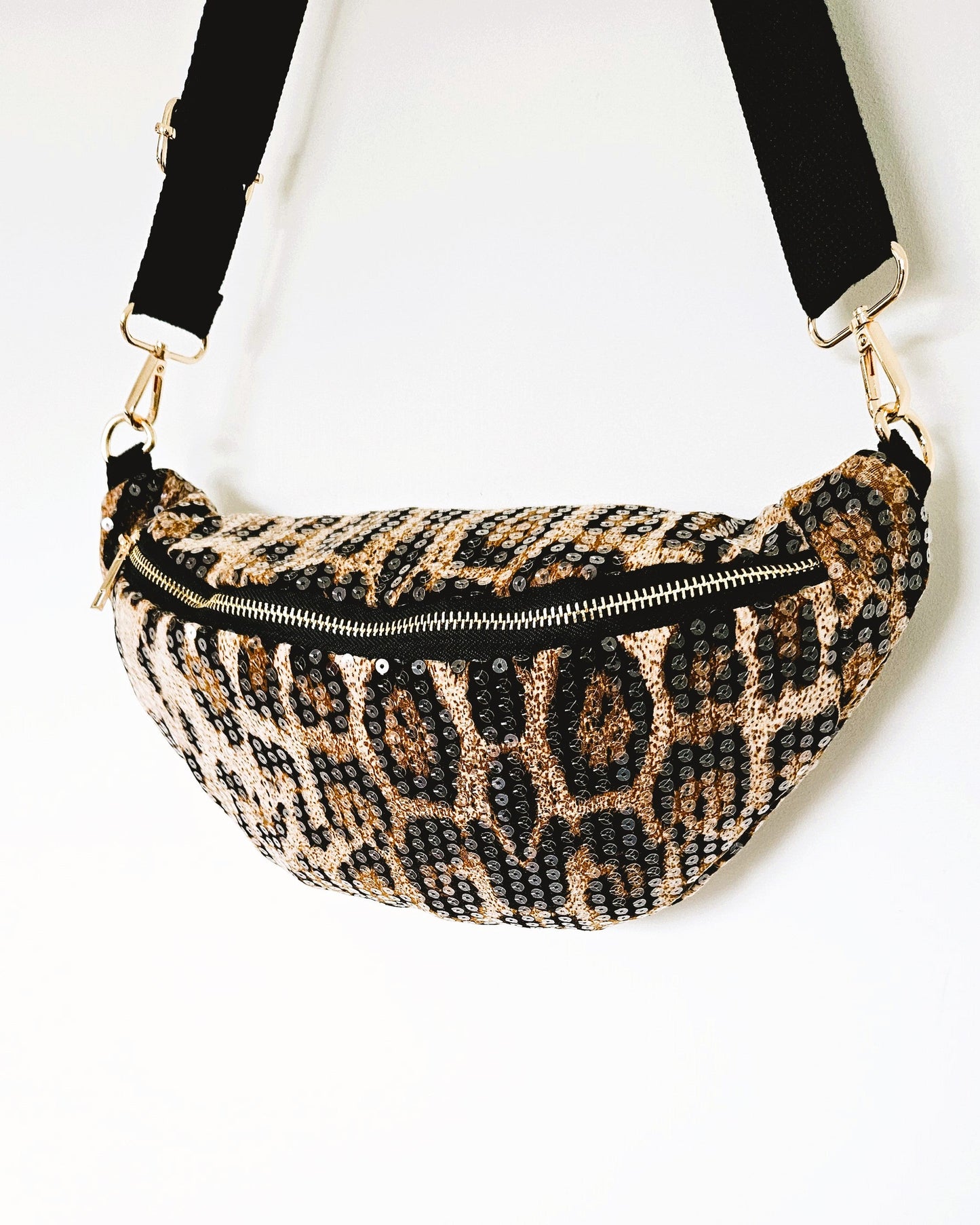 Sac banane sequins léopard