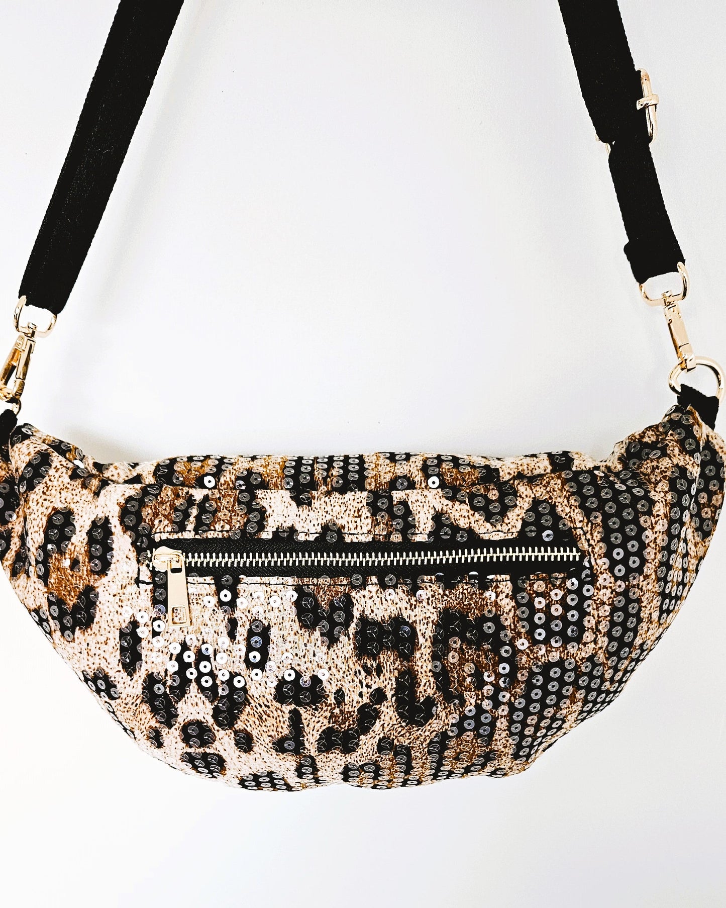 Sac banane sequins léopard