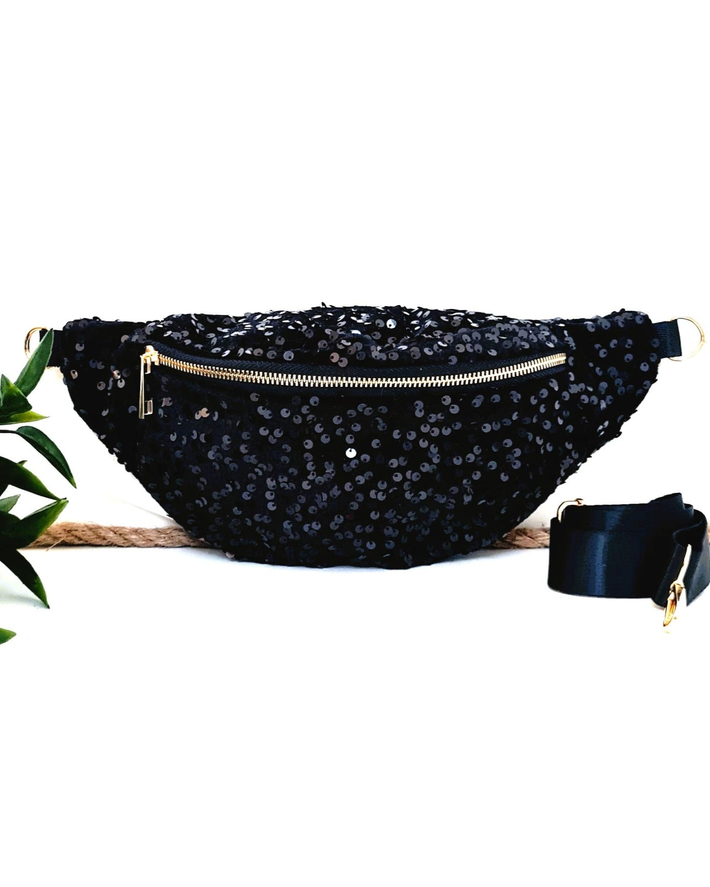 Sac banane sequins noir
