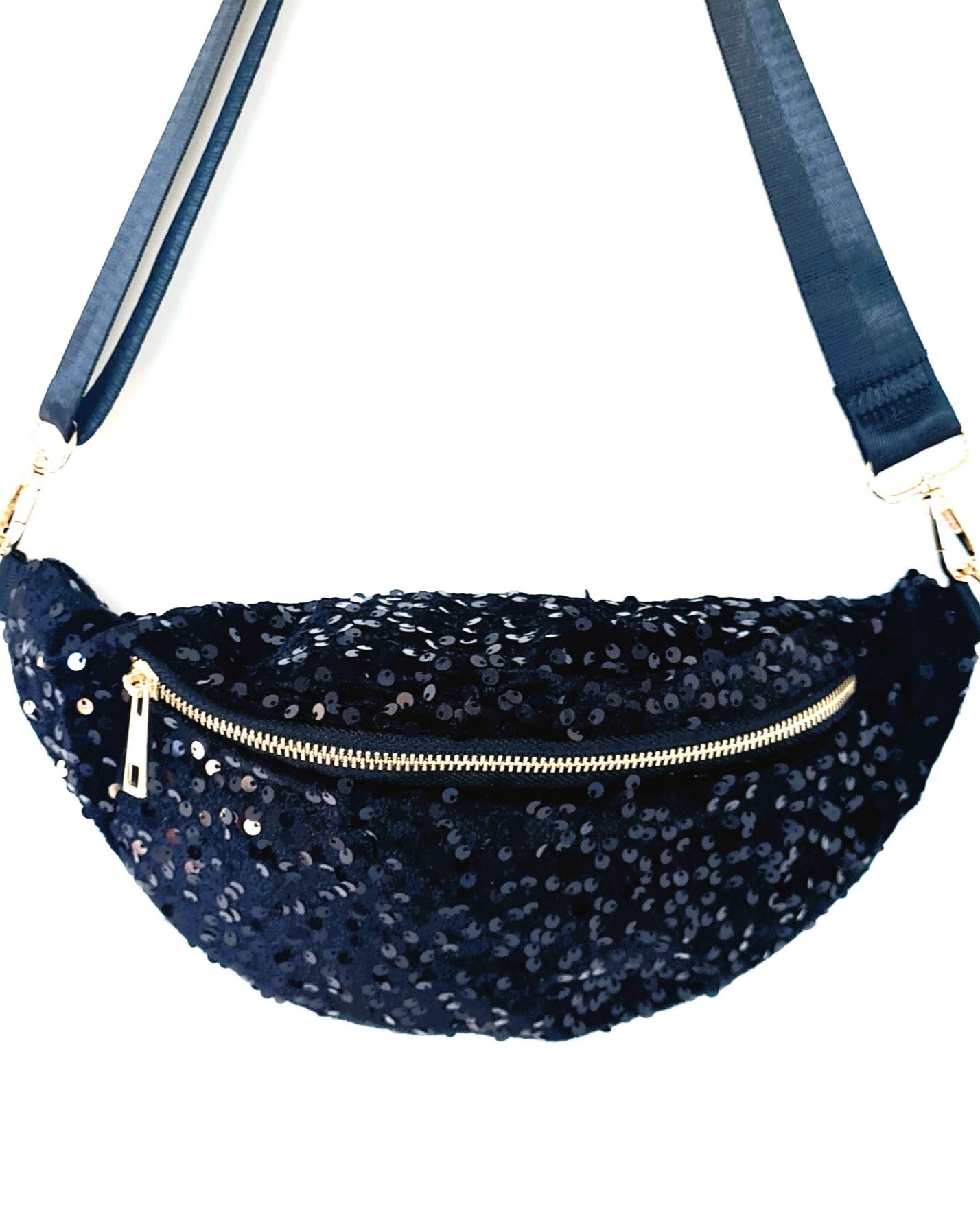 Sac banane sequins noir