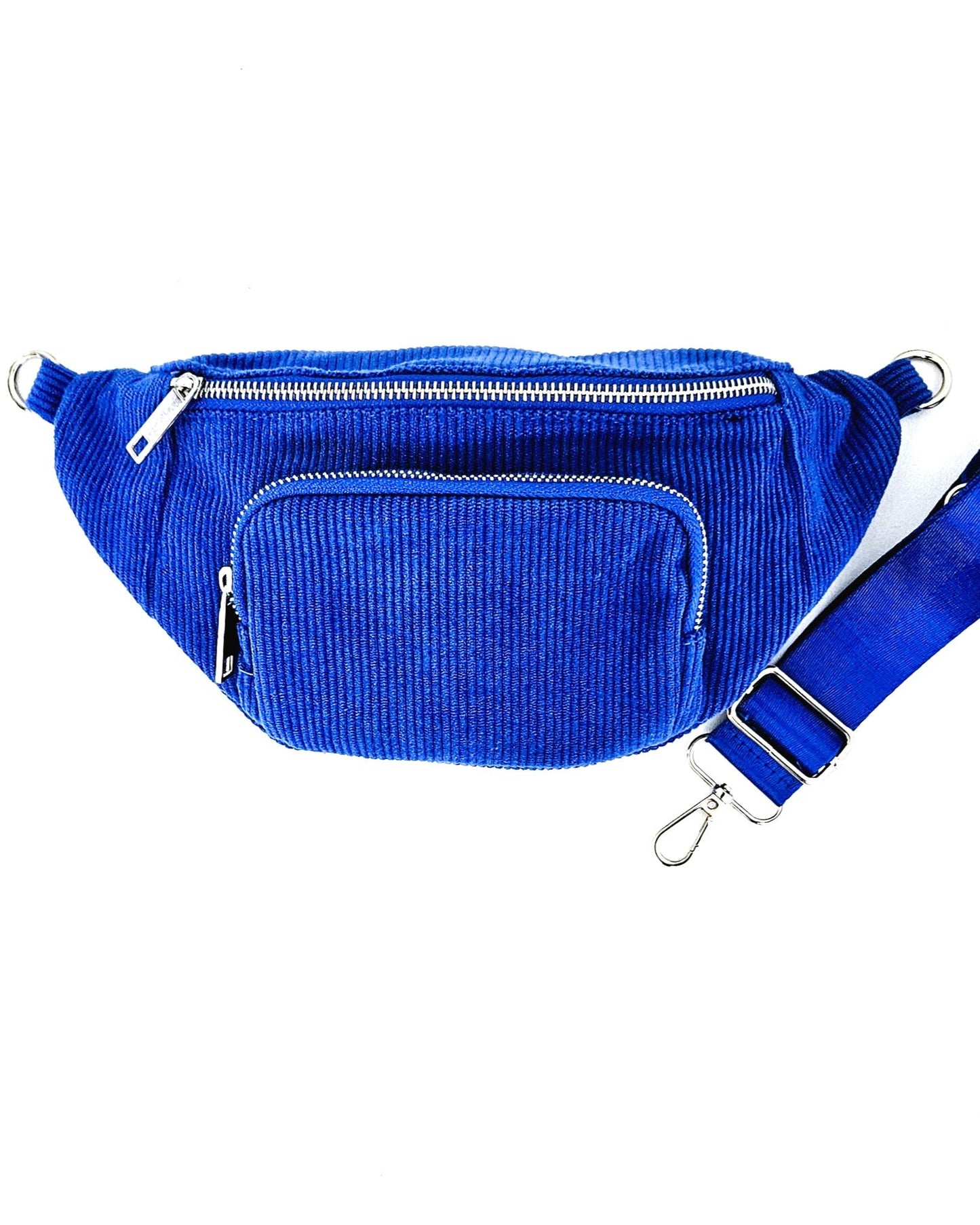 Sac banane Vic en velours côtelé bleu