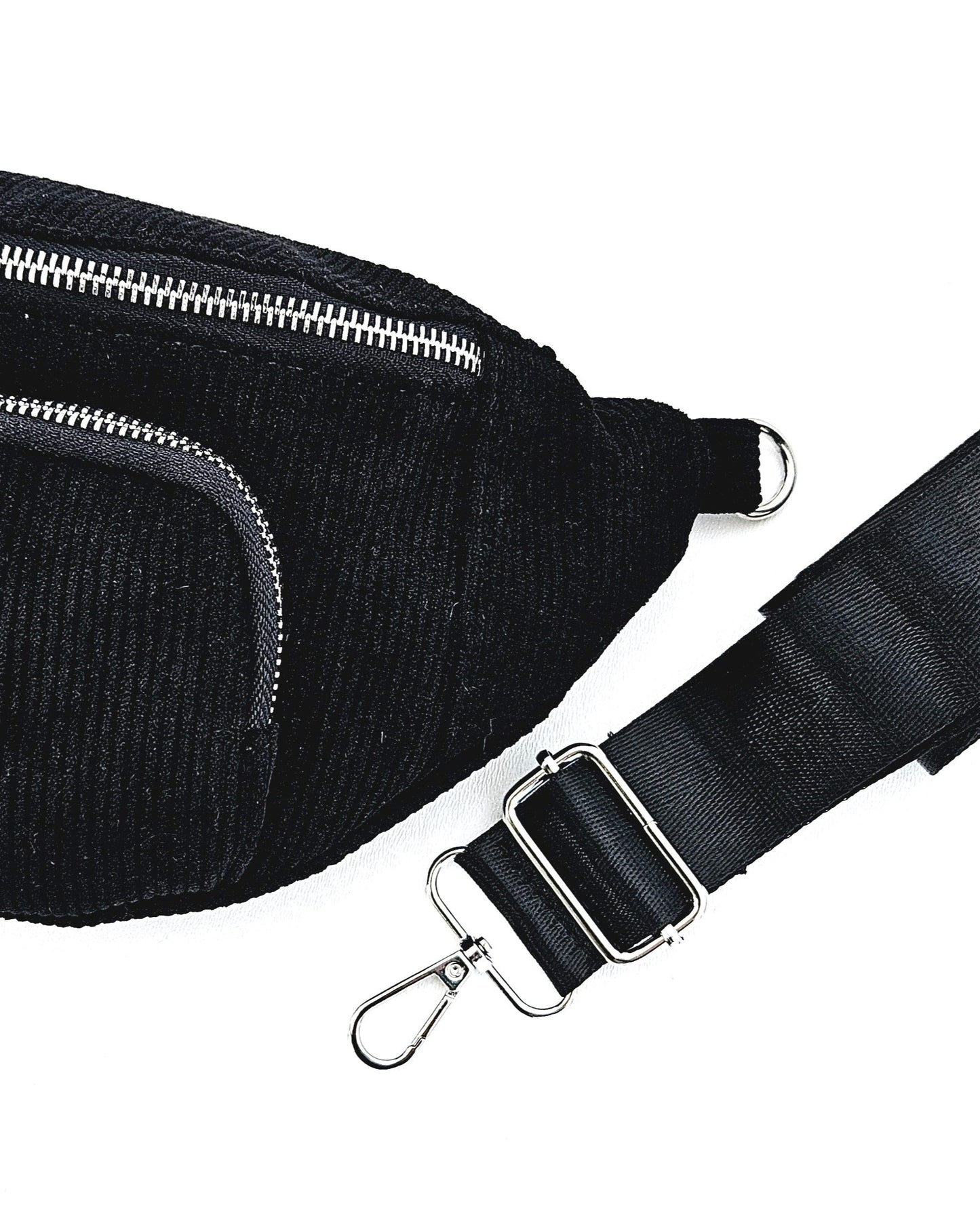 Sac banane Vic en velours côtelé noir