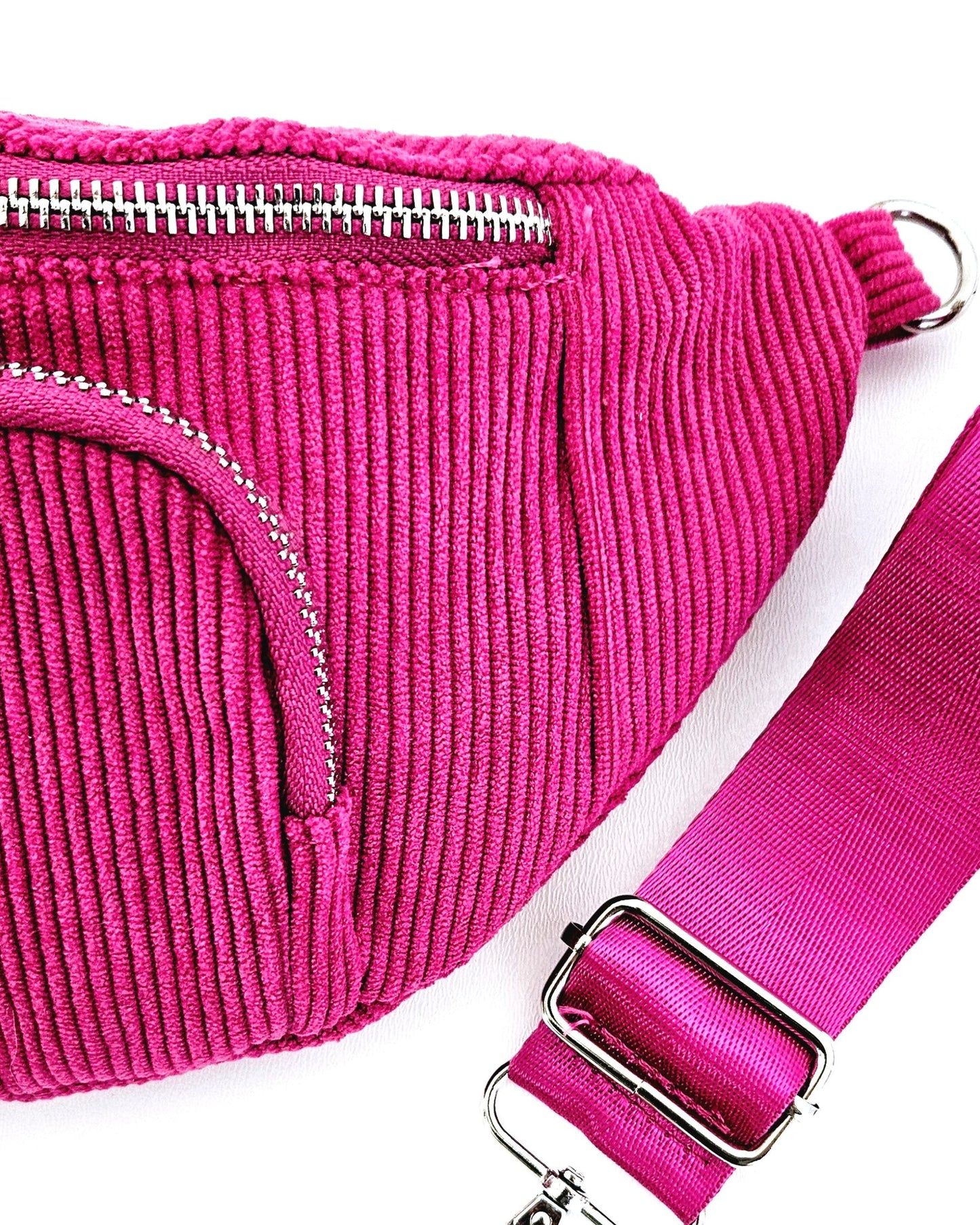 Sac banane Vic en velours côtelé rose