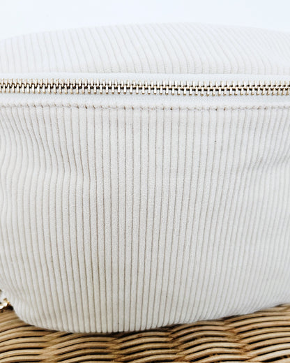 Sac banane Alizée en velours côtelé beige
