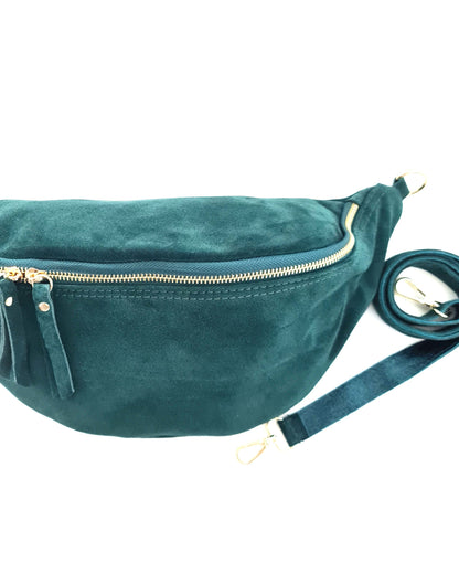 Sac banane Nina XXL en cuir vert canard