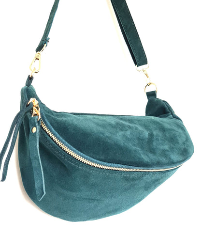 Sac banane Nina XXL en cuir vert canard