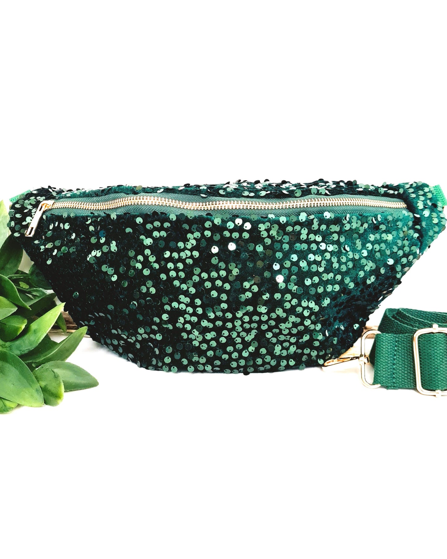 Sac banane sequins vert