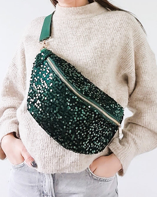 Sac banane sequins vert