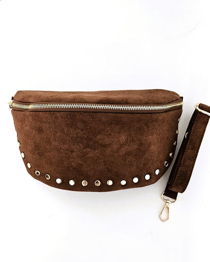 Sac banane Stella cloutée chocolat