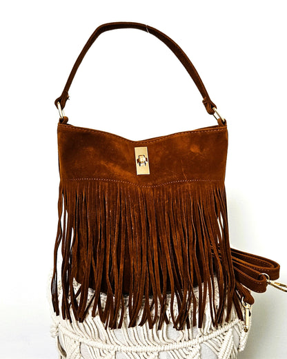 Sac Bohème à franges camel