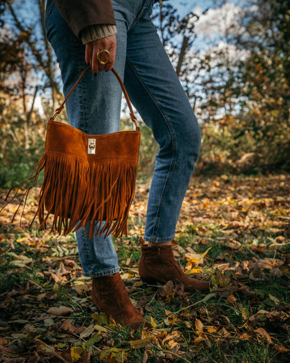 Sac Bohème à franges camel