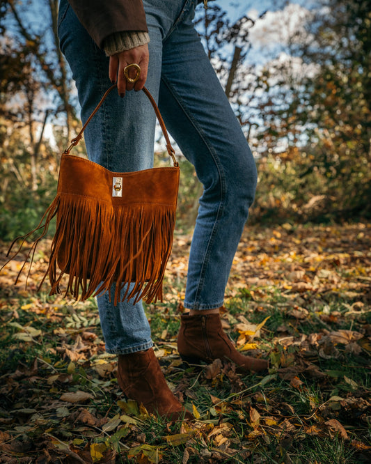 Sac Bohème à franges camel