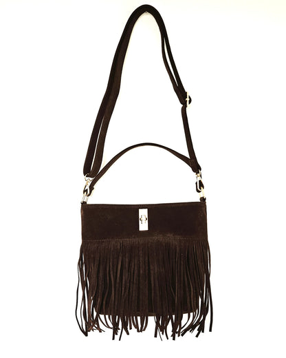 Sac Bohème à franges chocolat