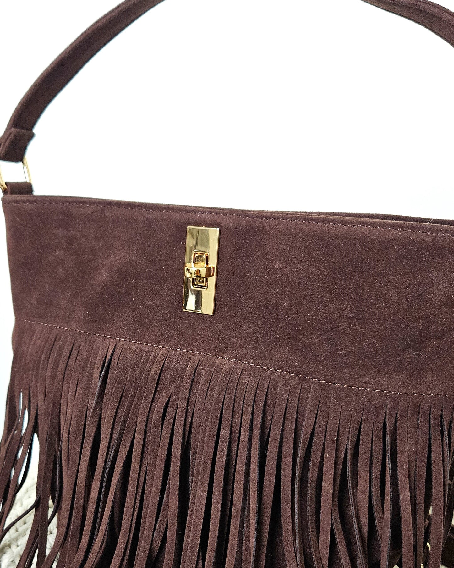 Sac Bohème à franges chocolat