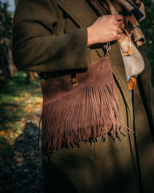 Sac Bohème à franges chocolat