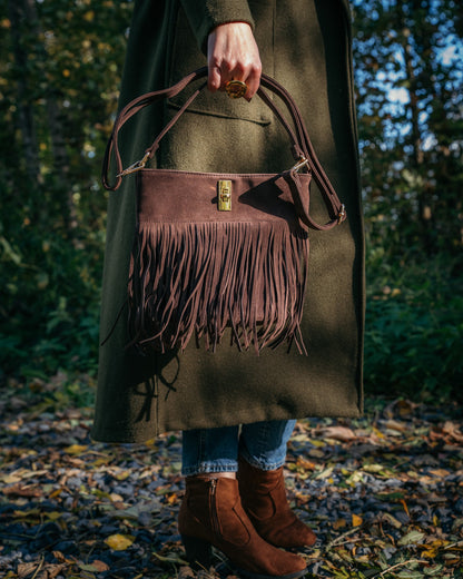 Sac Bohème à franges chocolat
