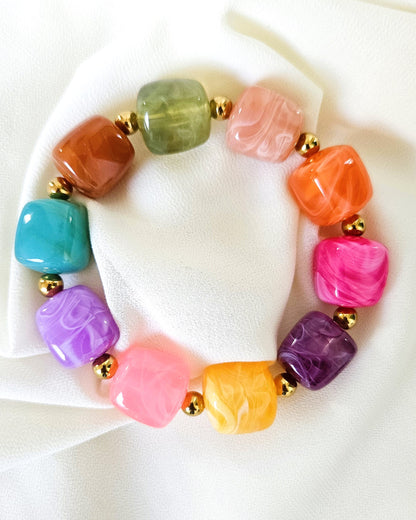 Bracelet Rainbow en perles multicolores - création Bahia