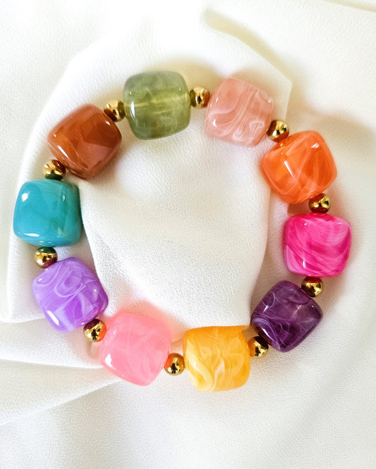 Bracelet Rainbow en perles multicolores - création Bahia