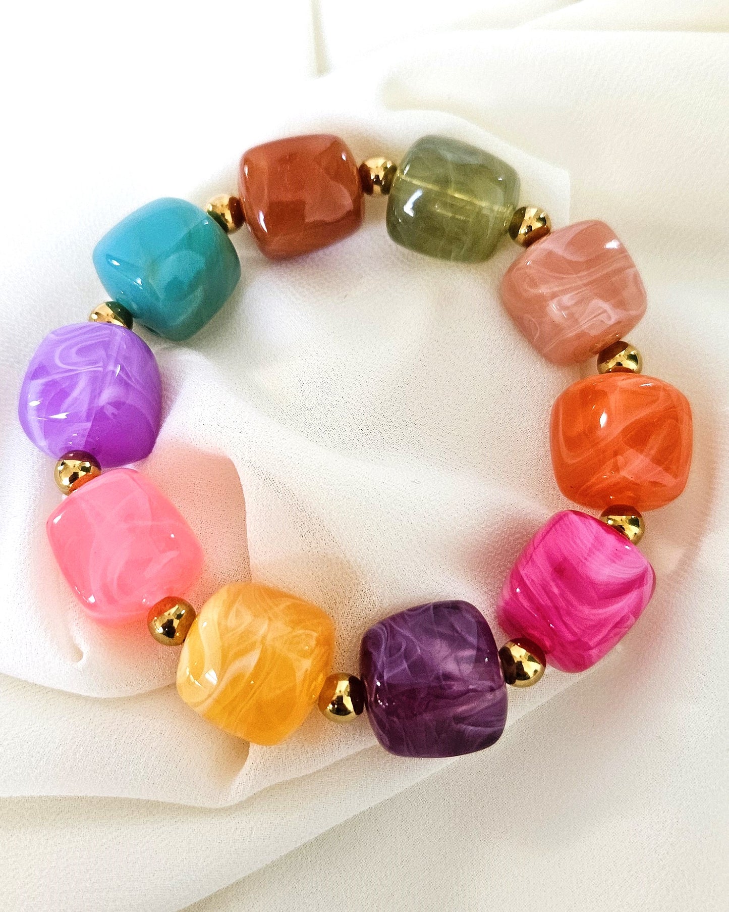 Bracelet Rainbow en perles multicolores - création Bahia