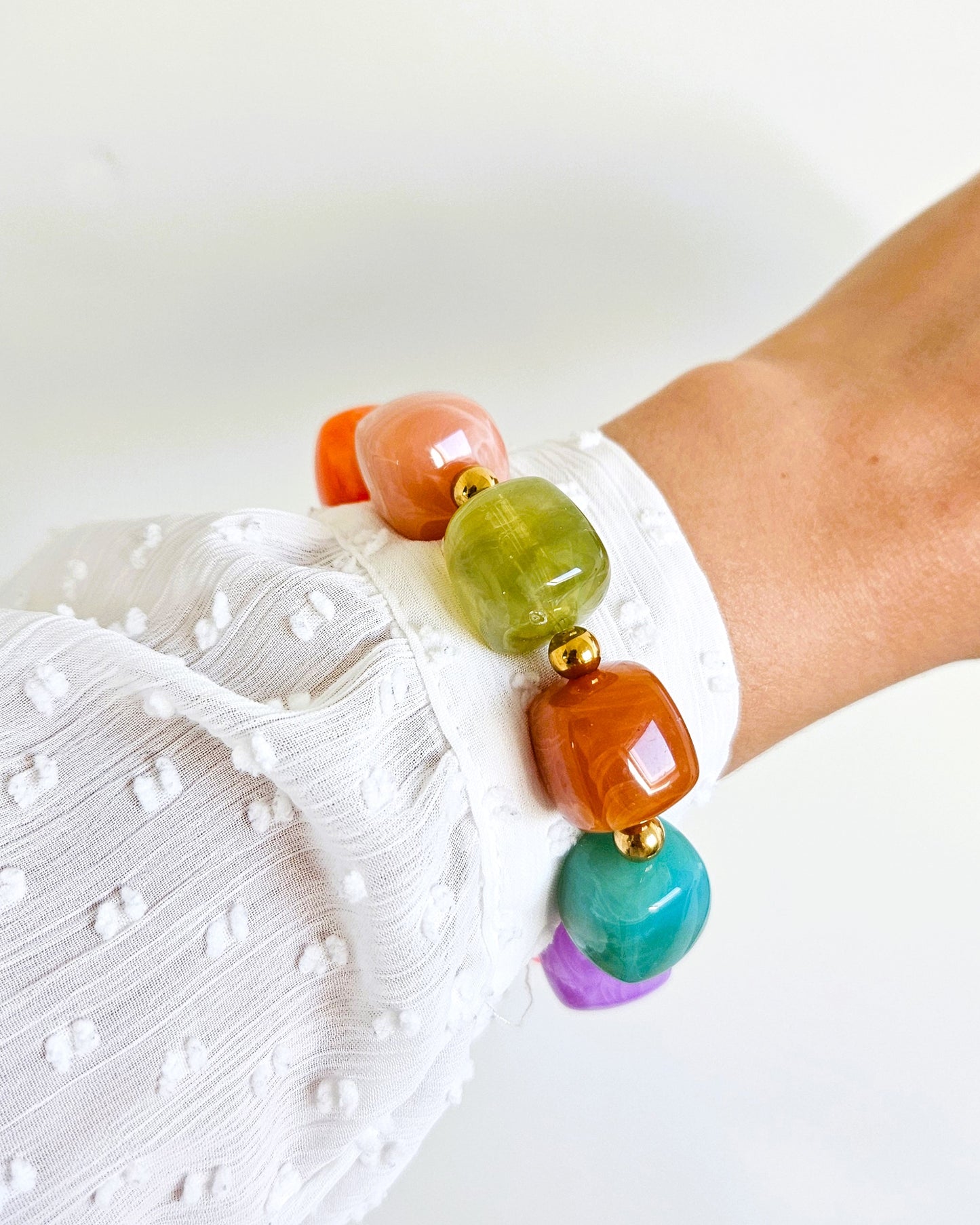 Bracelet Rainbow en perles multicolores - création Bahia