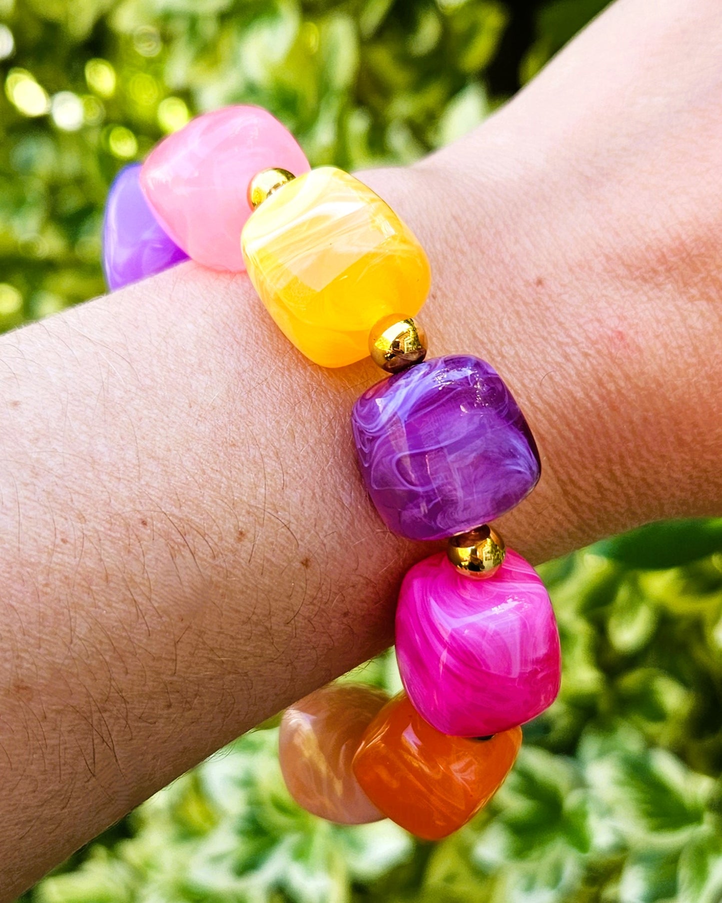 Bracelet Rainbow en perles multicolores - création Bahia