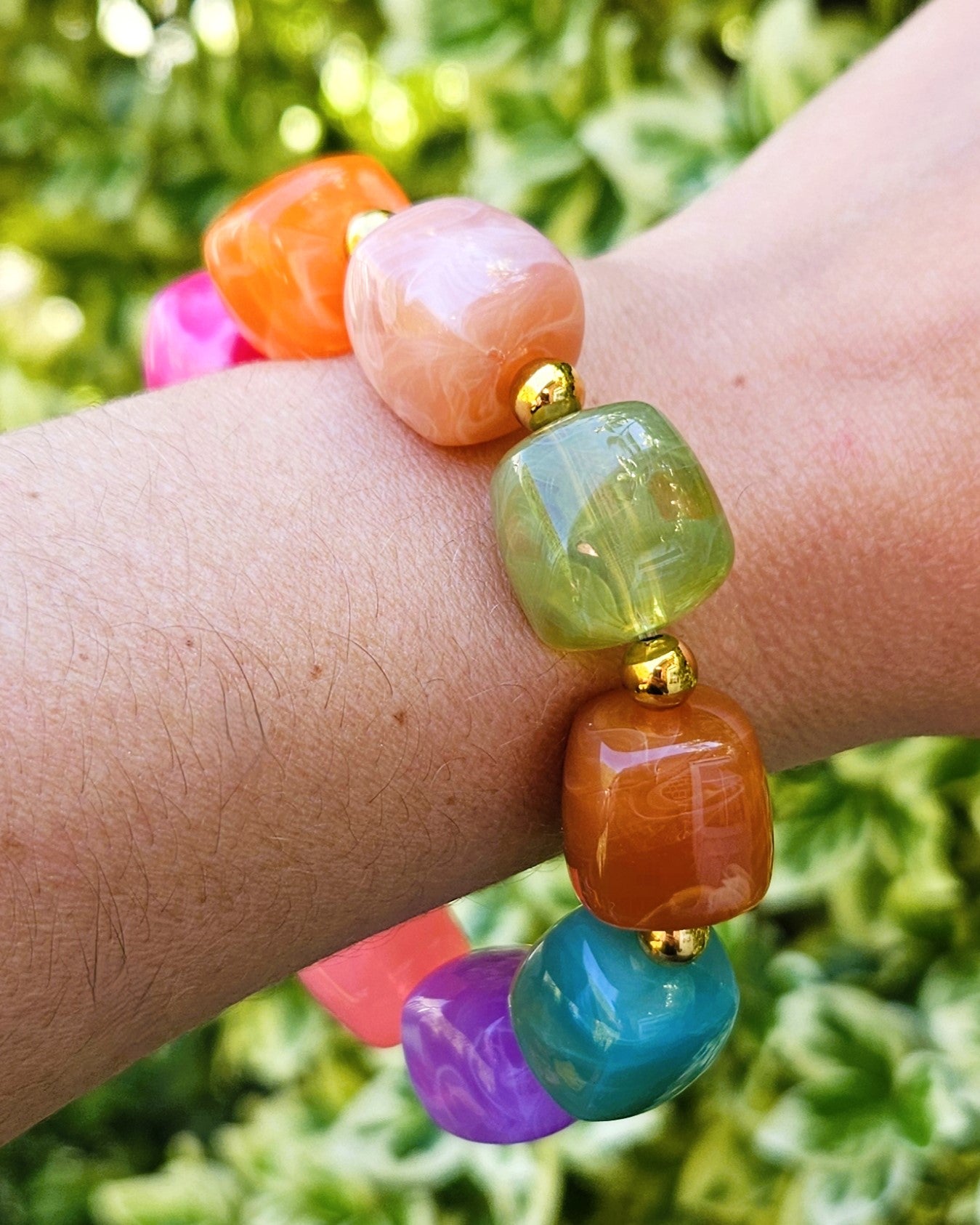 Bracelet Rainbow en perles multicolores - création Bahia