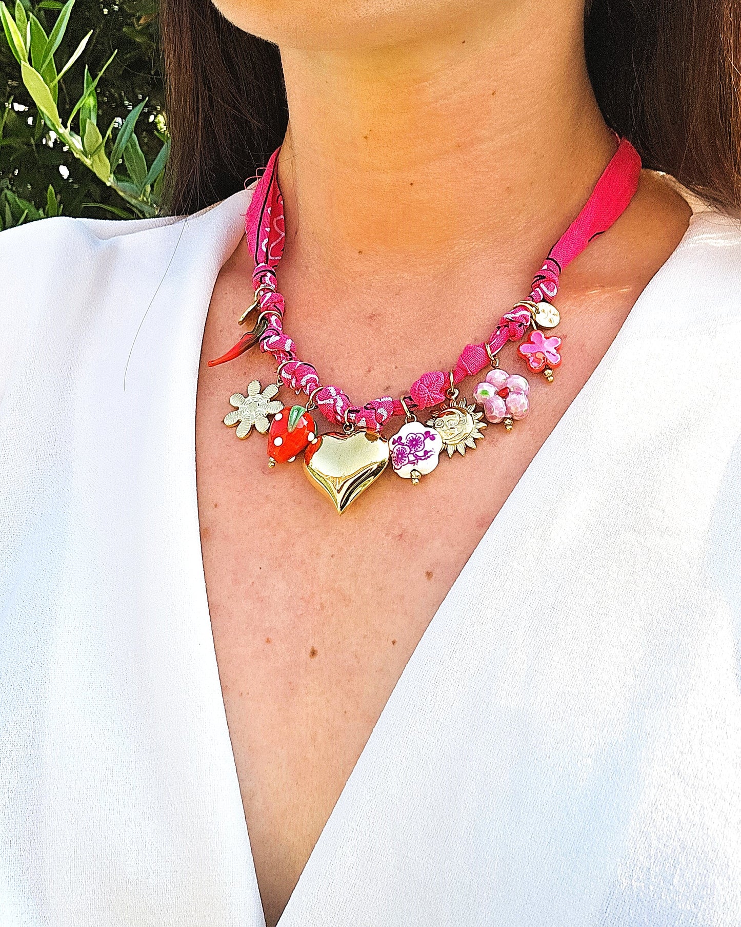 Collier Bandana rose