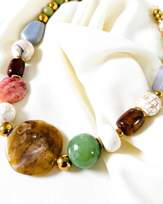 Collier Ornella en perles asymétriques - création bahia