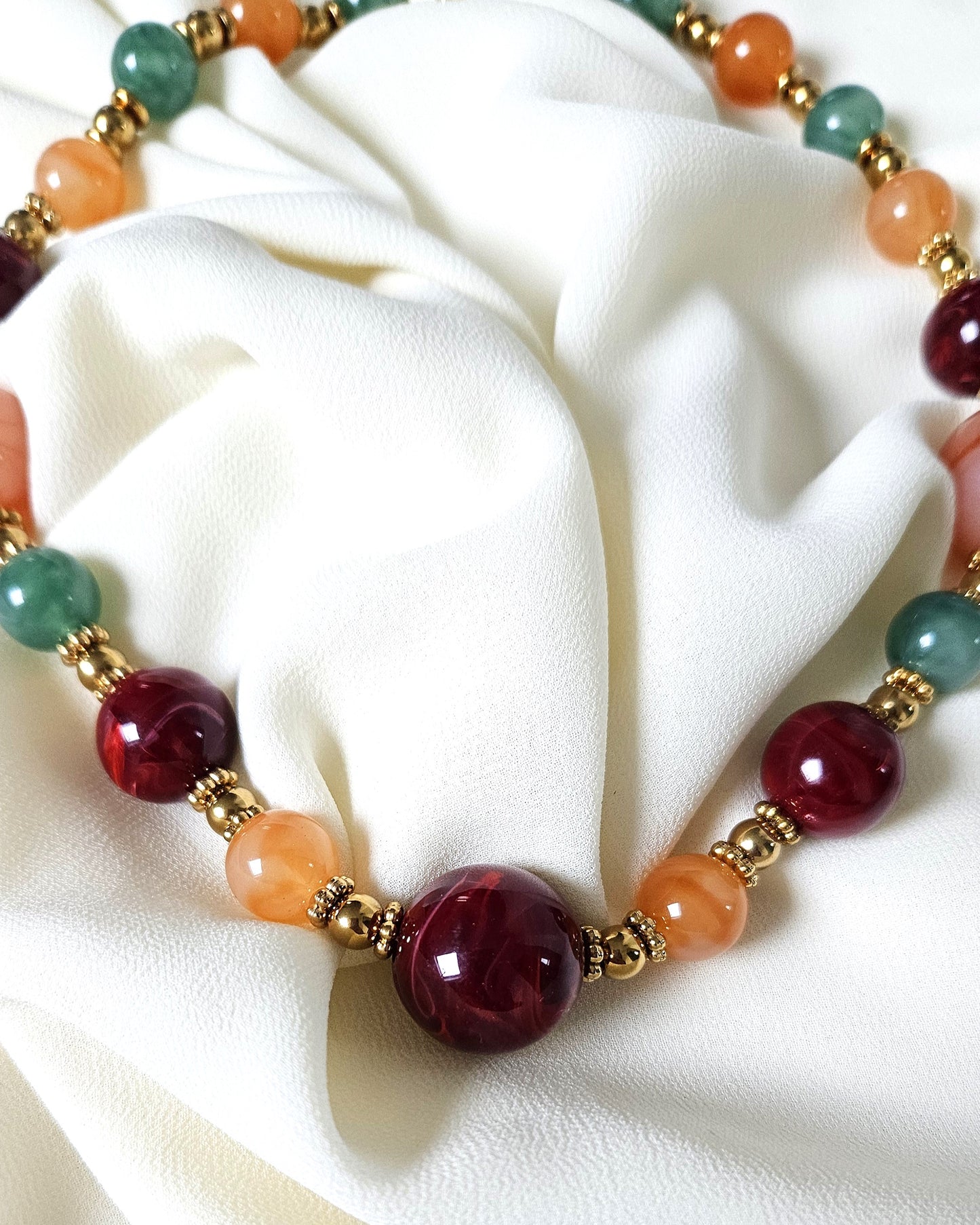 Collier Gemma en perles rondes colorées - création bahia