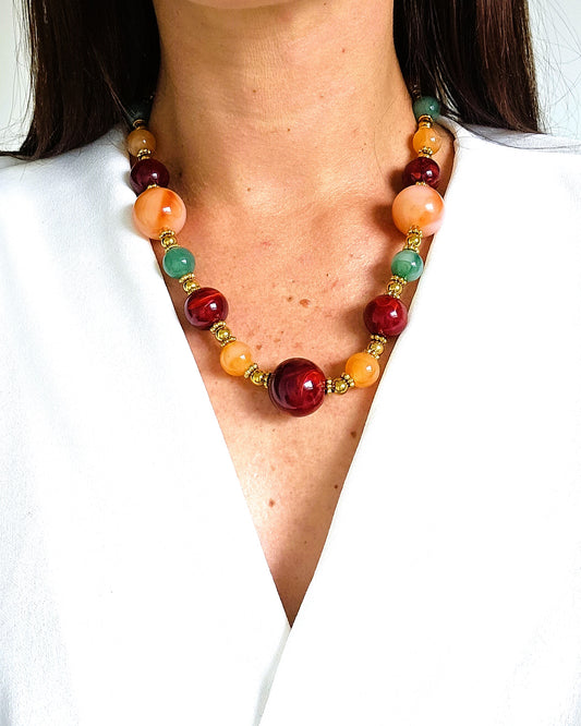 Collier Gemma en perles rondes colorées - création bahia