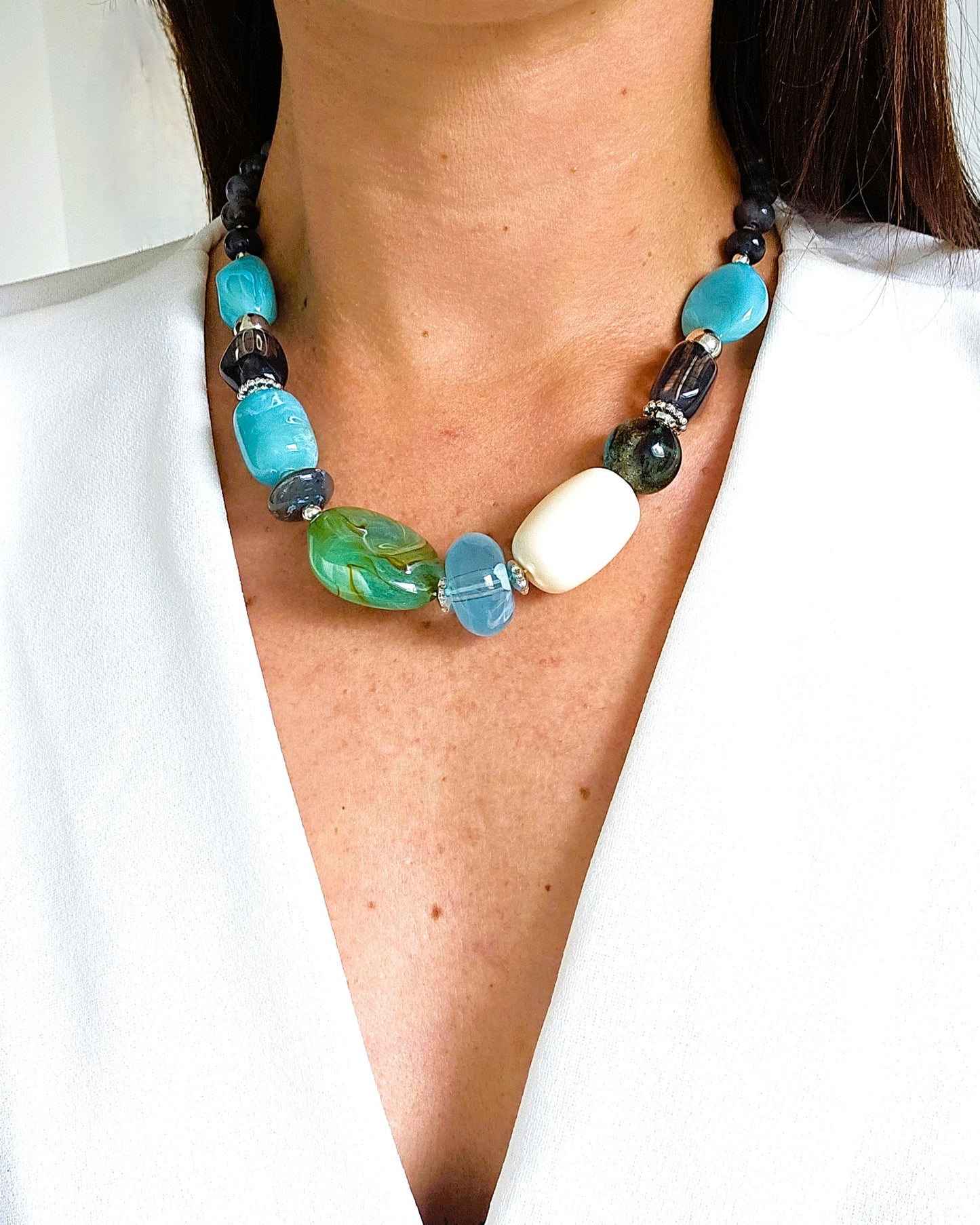 Collier océan en perles - création bahia