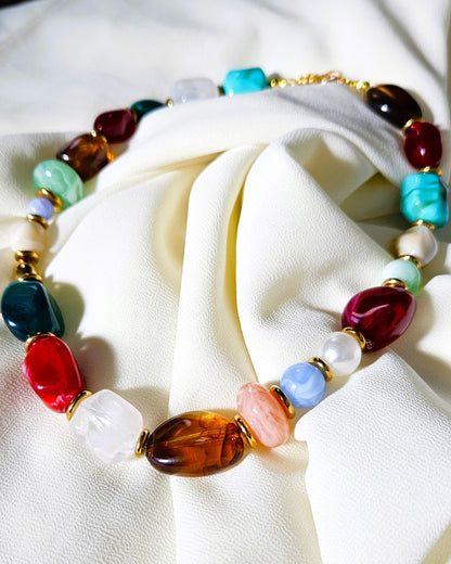 Collier Rosalia en perles multicolores - création bahia