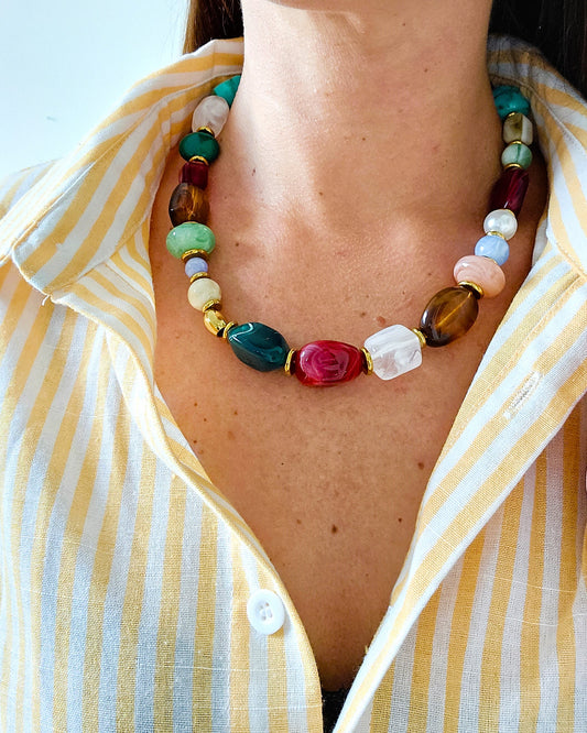 Collier Rosalia en perles multicolores - création bahia