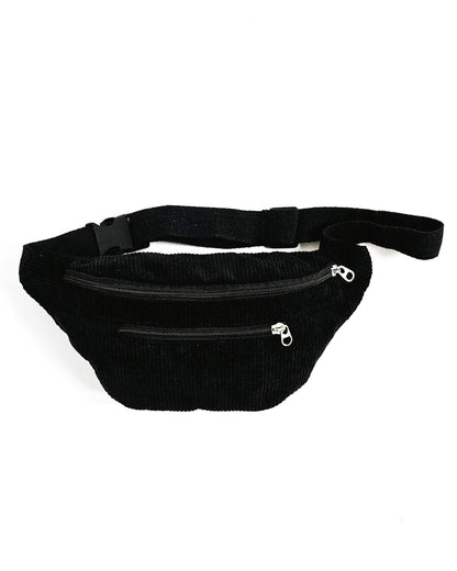 Sac banane Eva en velours côtelé noir